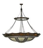 57"W Fleur-De-Lis Couronne Stained Glass Inverted Pendant