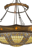 57"W Fleur-De-Lis Couronne Stained Glass Inverted Pendant
