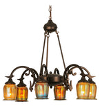 28"W Favrile 6 Lt Victorian Chandelier