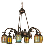 28"W Favrile 6 Lt Victorian Chandelier