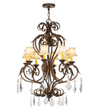 30"W Josephine 8 Lt W/Crystals and Fabric Shades Chandelier
