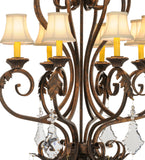 30"W Victorian Josephine 8 Lt W/Crystals and Fabric Shades Chandelier