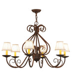 36"W Jenna 6 Lt W/Fabric Shades Victorian Chandelier
