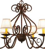 36"W Jenna 6 Lt W/Fabric Shades Victorian Chandelier