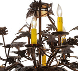 34"W Greenbriar Oak 9 Arm Tiffany Lodge Chandelier