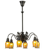 28"W Favrile Early Electric 6 Lt Victorian Chandelier