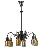 28"W Favrile Early Electric 6 Lt Victorian Chandelier
