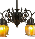 28"W Favrile Early Electric 6 Lt Victorian Chandelier