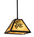 8"Sq Winter Pine Rustic Lodge Mini Pendant