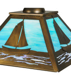 16"Sq Sailboat Lodge Nautical Pendant