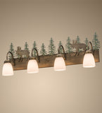 35"W Wandering Moose 4 Lt Wildlife Lodge Vanity Light