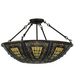 24"W Tiffany Fleur-De-Lis Semi-Flushmount
