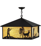 24"Sq Quail & Deer Hunter Wildlife Ceiling Pendant
