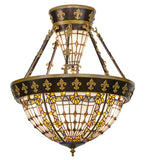 19"W Fleur-De-Lis Tiffany Semi-Flushmount