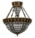 19"W Fleur-De-Lis Tiffany Semi-Flushmount