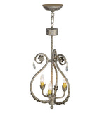 12"W Antonia 3 Lt W/Crystals Victorian Chandelier