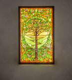 30" Wide Tiffany Tree of Life Stained Glass Lighted Window