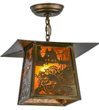 12"Sq Beaver at Work Outdoor Pendant