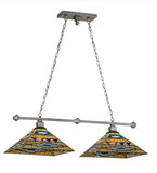 43"L Valencia Mission 2 Lt Tiffany Island/Billiard Pendant