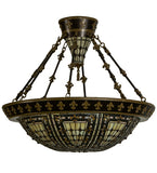 28.5"W Fleur-De-Lis Stained Glass Semi-Flushmount