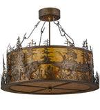 26"W Bass And Fisherman Semi-Flushmount