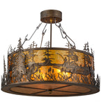 26"W Bass And Fisherman Semi-Flushmount