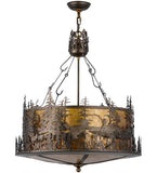 26"W Bass and Fisherman Inverted Pendant