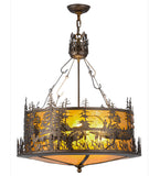 26"W Bass and Fisherman Inverted Pendant