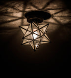 12"W Moravian Star Clear Seedy Flushmount