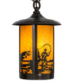 8"W Fulton Fly Fisherman Outdoor Pendant