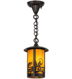 8"W Fulton Fly Fisherman Outdoor Pendant
