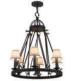 28"W Lakeshore 6 Lt W/Downlight Fabric Gothic Chandelier