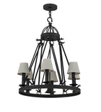 28"W Lakeshore 6 Lt W/Downlight Fabric Gothic Chandelier