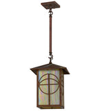 16"Sq Seneca Circle Cross Lantern Outdoor Pendant