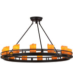 36"W Barbury 12 Lt Rustic Lodge Semi-Flushmount