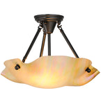 16"W Metro Beige Iridescent Organic Art Glass Semi-Flushmount