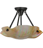 16"W Metro Beige Iridescent Organic Art Glass Semi-Flushmount