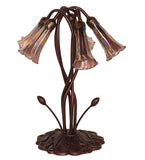 17"H Purple Iridescent Pond Lily 5 Lt Accent Lamp