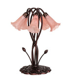 17"H Pink Tiffany Pond Lily 5 Lt Accent Lamp