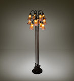 60"H Tiffany Amber/Purple Pond Lily 12 Lt Victorian Floor Lamp