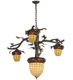 48"W Acorn Branch 4 Lt Tiffany Lodge Chandelier