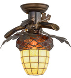 Acorn Branch Stained Glass Flushmount