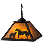 16"Sq Wildlife Mare & Foal Pendant
