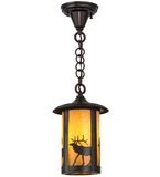 8"W Fulton Lone Elk Outdoor Pendant