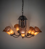 24"W Amber Tiffany Pond Lily 7 Lt Chandelier