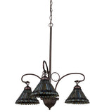 24"W Tiffany Jeweled Peacock 3 Lt Victorian Chandelier