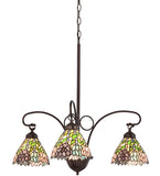 28"W Stained Glass Wisteria 3 Lt Chandelier