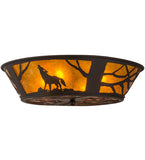 22"W Northwoods Wolf Wildlife Flushmount