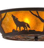 22"W Northwoods Wolf Wildlife Flushmount