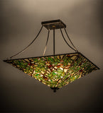 26"Sq Acorn & Oak Leaf Lodge Tiffany Inverted Pendant